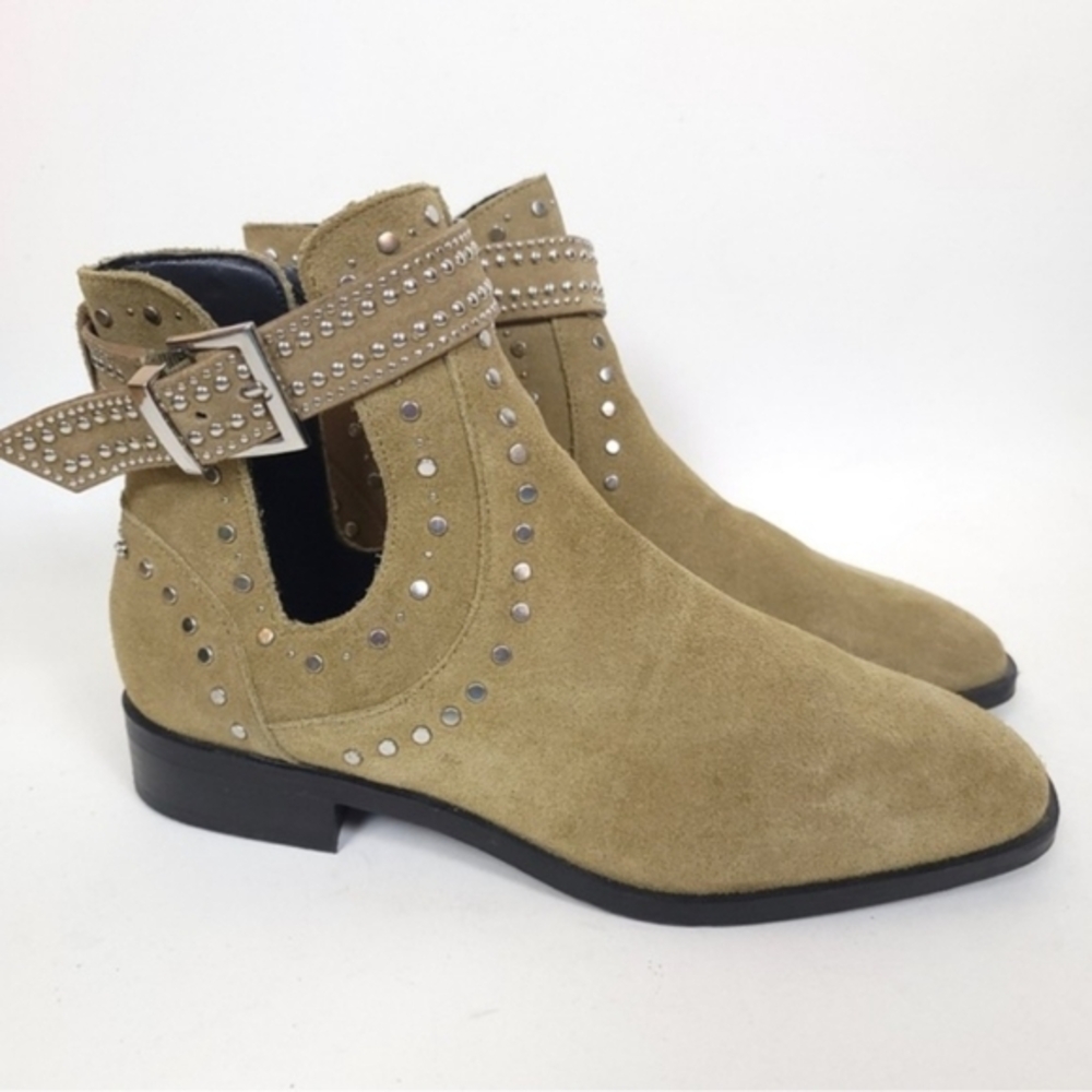 NWT Zara Leather Cutout Stud Booties Cowgirl Size 7.5